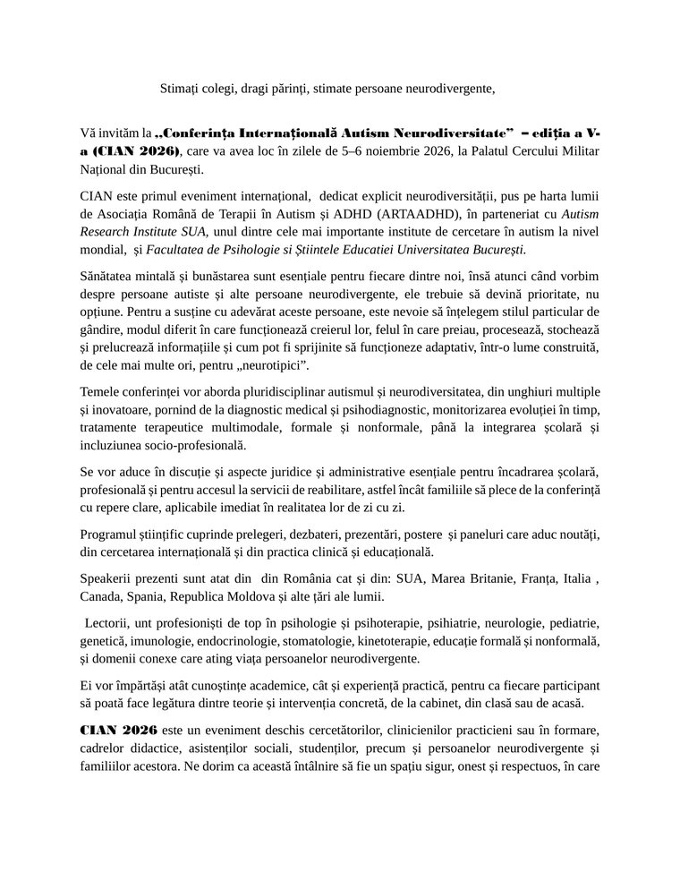 Invitație CIAN 2026 — previzualizare